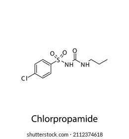 Chlorpropamide Molecular Structure Flat Skeletal Chemical Stock Vector ...