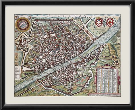 Florence Italy 1600 Restored Map | Vintage City Maps