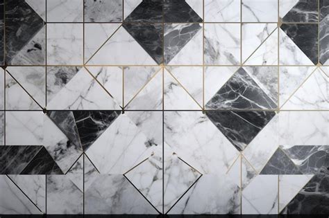 Premium AI Image | A black and white marble wall with black and white marble tiles.