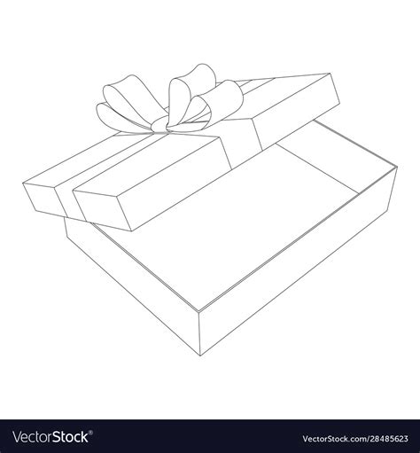 Open gift box outline drawing Royalty Free Vector Image