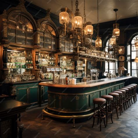 Premium Photo | Classic interior of the famous European pub with ...