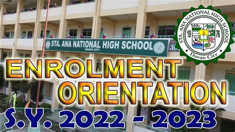 STA. ANA NATIONAL HIGH SCHOOL Enrolment Orientation SY 2022-2023 - YouTube