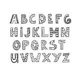 落書きスタイルのトレンディなスカンジナビアのアルファベットかわいい教育文字セット ABC ハンド レタリング  Premiumベクトル素材 sketch template