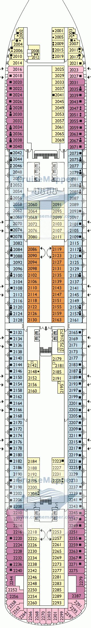 Costa Diadema deck 2 plan | CruiseMapper