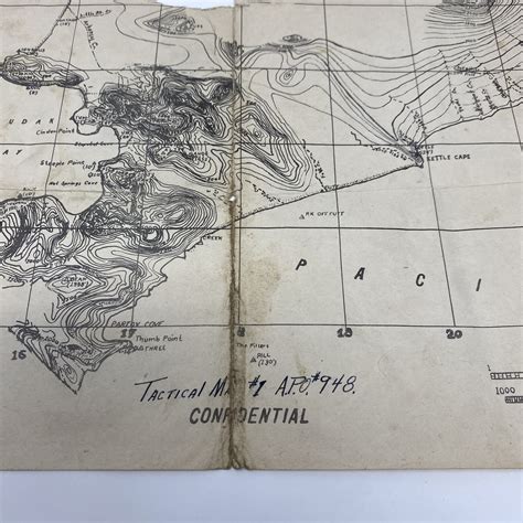 VERY RARE! WWII UMNAK Aleutian Islands Campaign U.S. Army CONFIDENTIAL Tactical Map Invasion of ...