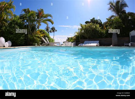 Closeup of private swimming-pool on sunny day Stock Photo - Alamy