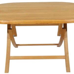 Teak Folding Table, Round with folding legs for sale at Teak Deck Co.