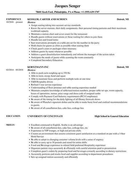 Hostess Resume Samples | Velvet Jobs