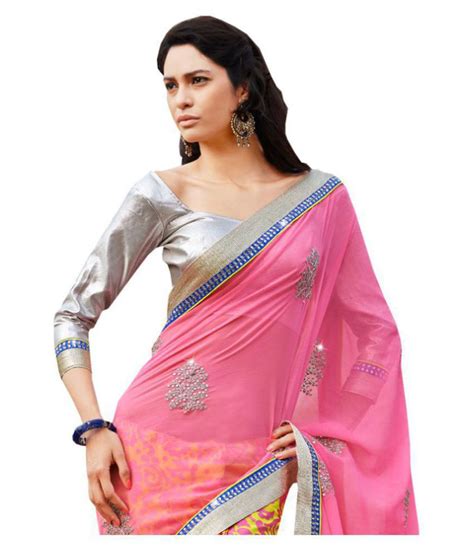 Patang International Pink Brasso Saree - Buy Patang International Pink ...