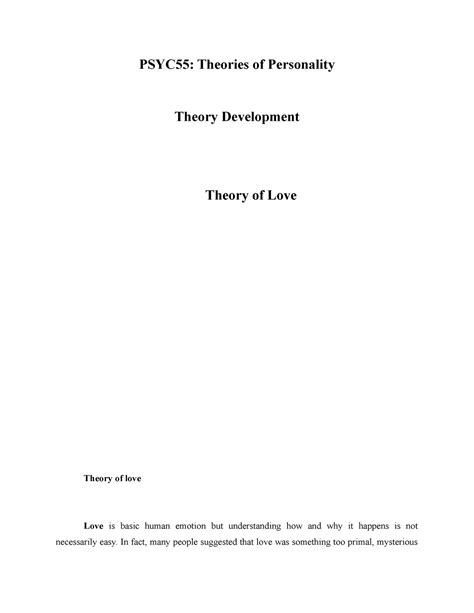 Theory of love - BS Psychology - Studocu