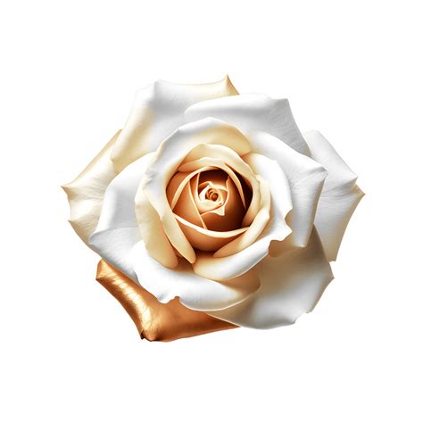 White, gold rose isolated on transparent background. 24856589 PNG