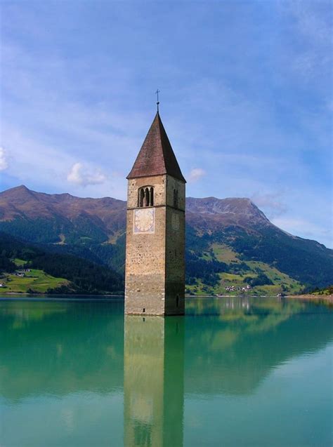 Lake Reschen, italy | 1,000,000 Places | Abandoned churches, Abandoned town, Ghost city