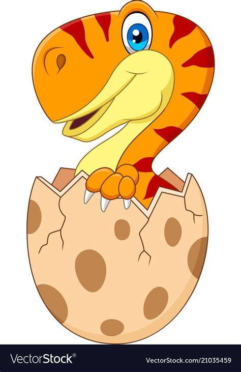 Cartoon baby tyrannosaurus hatching from egg vector image on ...