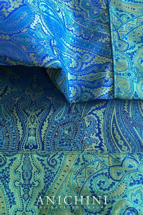 Bright marine blues and serene jade greens swirl in these rich, intricate paisley … | Blue color ...