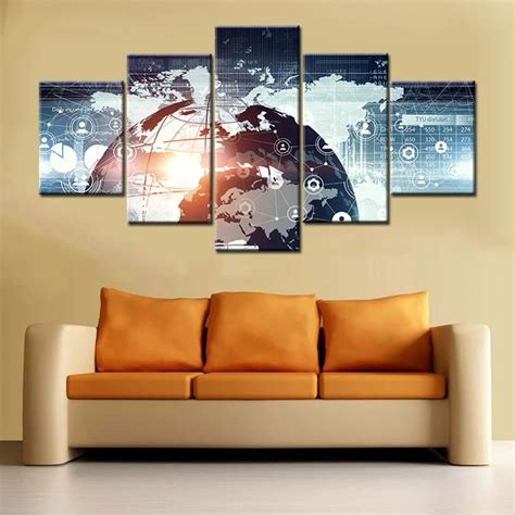 Modern Technology Abstract Poster Art Print Wall Art Canvas Painting for Office Room Wall Decor ...