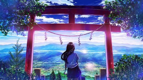 Anime, Japanese, Gate Shrine, Girl, Scenery, 4K, 3840x2160 #25 Wallpaper PC Desktop