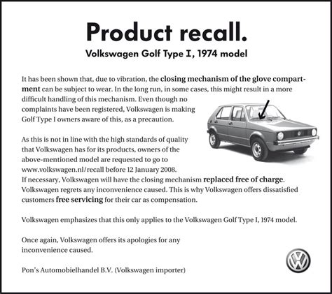 Volkswagen: Product recall • Ads of the World™ | Part of The Clio Network