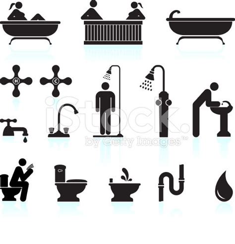 bath and bathroom black and white icon set | Icon set, Icon set vector ...