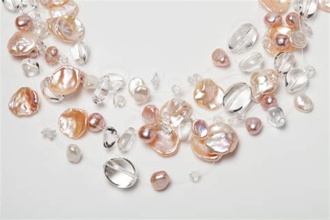 MULTI-STRAND FLOATING BLUSH PINK KESHI PEARL, CRYSTAL AND FRESHWATER PEARL NECKLACE « Jane Brown ...