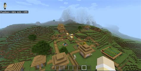 Mountain, Village, and cave all next to each other - Minecraft Seeds