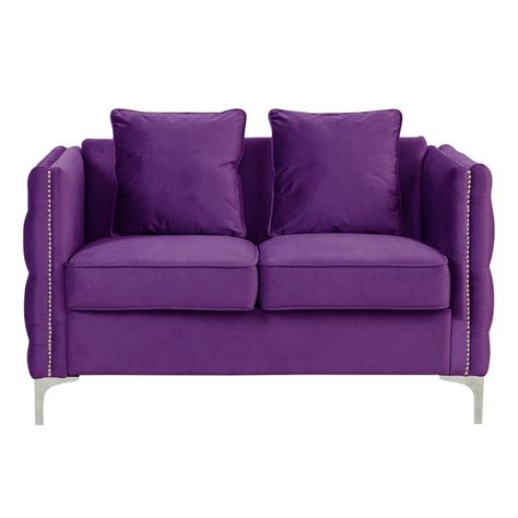 Bayberry Purple Velvet Sofa Loveseat Living Room Set