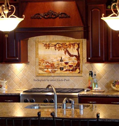 Hand Made The Vineyard Kitchen Backsplash Tile Mural by Linda Paul Studio | CustomMade.com