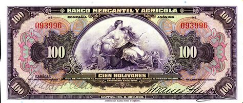 100 Bolivares (Banco Mercantil y Agrícola) - Venezuela – Numista