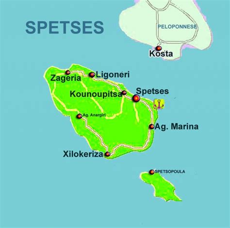 Map of Spetses island