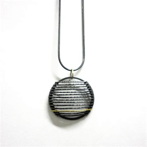 Black & Gold Stripe Necklace | Contemporary Necklaces / Pendants by ...