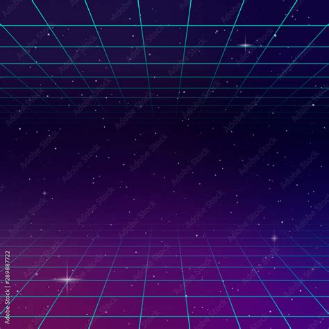 80s Retro Space Background Vintage style poster Stock Vector | Adobe Stock