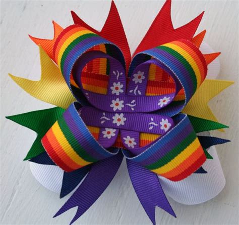 Rainbow Hair Bow 4 inch hair bow in Rainbow by TheSweetBCollection on ...