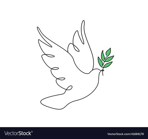 One continuous line drawing of flying dove Vector Image