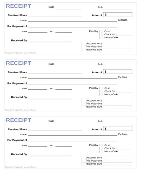 Template Receipt Of Payments Simple : Receipt Forms