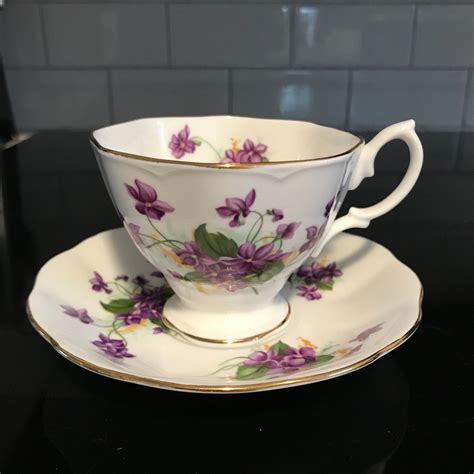 Royal Albert tea cup and saucer England Fine bone china purple Violets ...