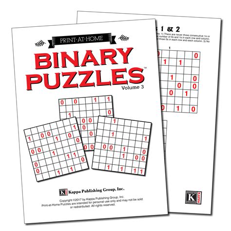 Print-at-Home Binary Puzzles – Kappa Puzzles