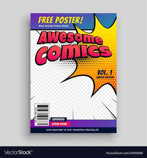 Comic book cover magazine design template Vector Image