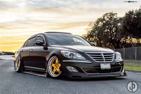 Dramatic Look of Black Stanced Hyundai Genesis on Gold Rims Super Luxury Cars, Best Luxury Cars ...