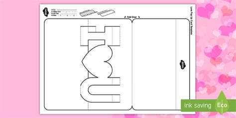 3D I Love You Pop-Up Cards | Valentine Template - Twinkl