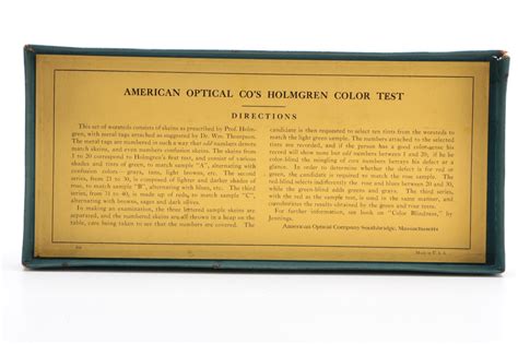 Antique American Optical Co. Professor Holmgren Worsted Test for Color Blindness | EBTH