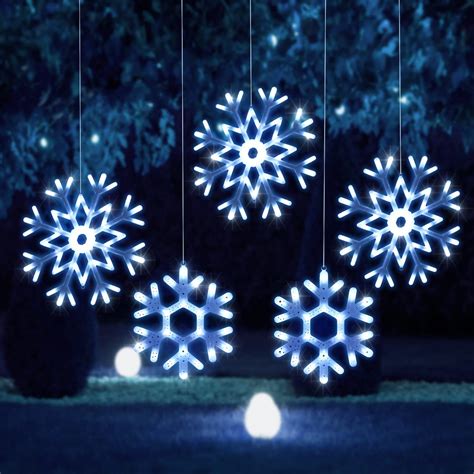 5 Pcs Large White Christmas Snowflake Lights LED Hanging Light ...