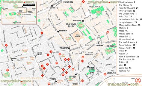 London map - West End map with restaurants & dining options