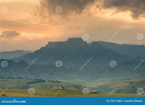 The Champagne Castle Mountain Peak in the Drakensberg, South Africa Stock Photo - Image of ...