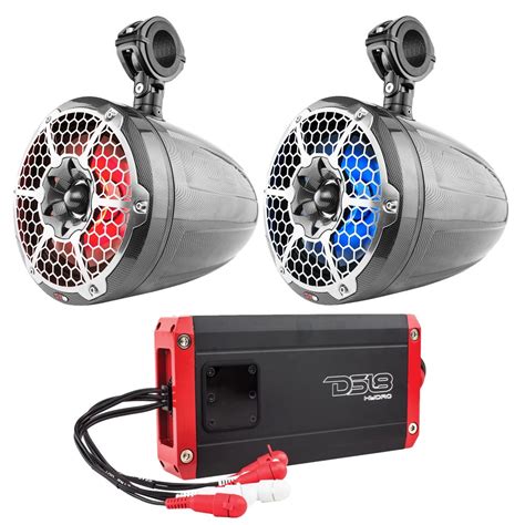 Boat Audio Package: 900 Watts Marine Wakeboard Tower 10" POD Speaker w/ Built in Tweeter - 1 ...