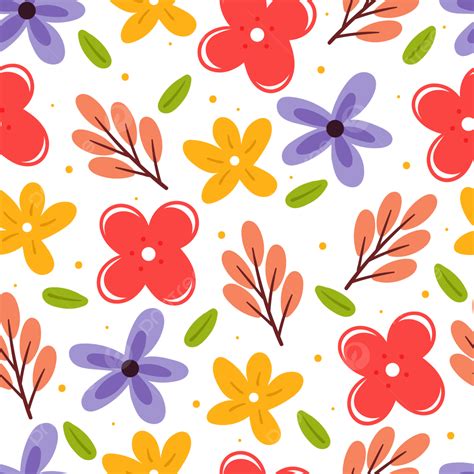 Seamless Pattern Cartoon Flower And Leaves, Flower Pattern, Flower ...