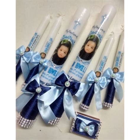 Baby Boy Baptismal Candle Set with Parent Candles :) | Shopee Philippines