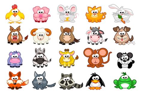 Premium Vector | Big set cute cartoon animals