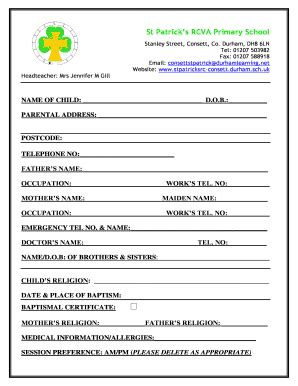 Primary School Admission Form Sample - Fill Online, Printable, Fillable ...