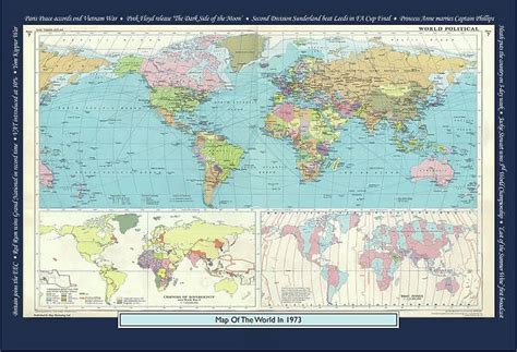 Historical World Events map 1973 UK version #19949495 Poster