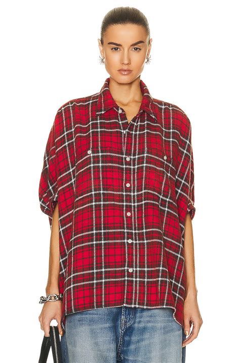 R13 Plaid Oversized Boxy Shirt in Red Plaid | FWRD