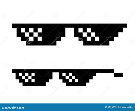 Pixel Glasses in Boss Style. Black Sunglass in 8 Bit. Eyeglass Meme in ...